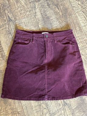 Market & Spruce Wine Burgundy Corduroy Mini Denim Skirt